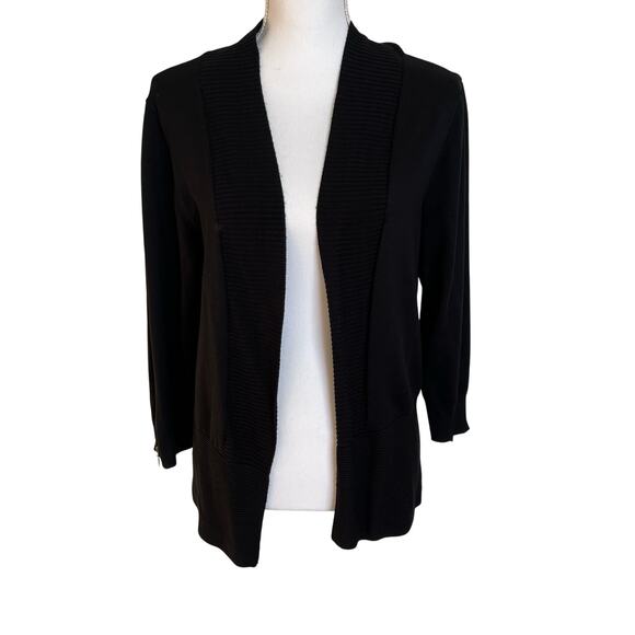 Carmen Marc Valvo Sweaters - Carmen Marc Valvo Cardigan Women's XL Black Gold Zipper Cuffs Dressy Topper